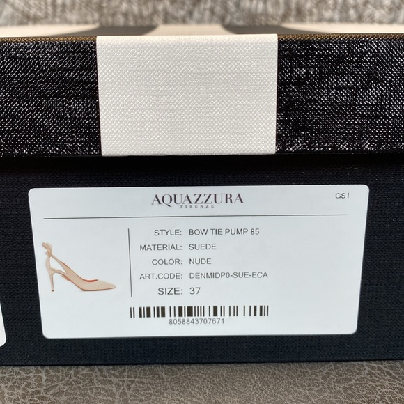 Aquazzura Bow Tie Pump 85mm Heels Nude Size 37 - Picture 13 of 15